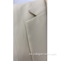 Blazer casual de negocios blanco roto para mujer